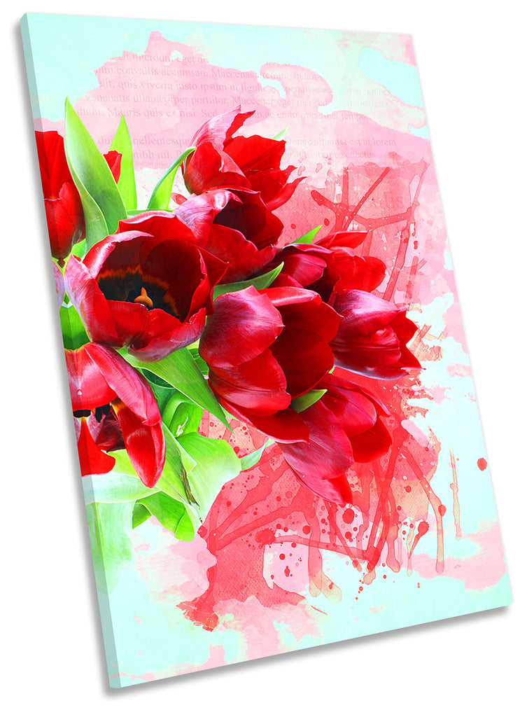 Grunge Tulips Flowers Red