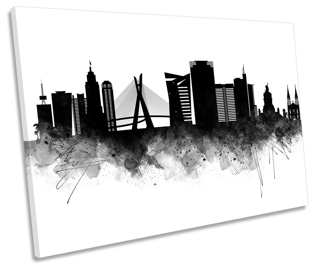 Sao Paulo Abstract City Skyline Black