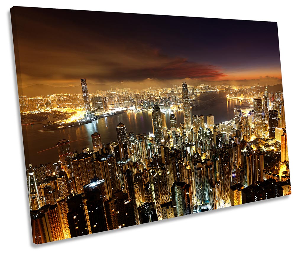 Hong Kong City Night Skyline Brown