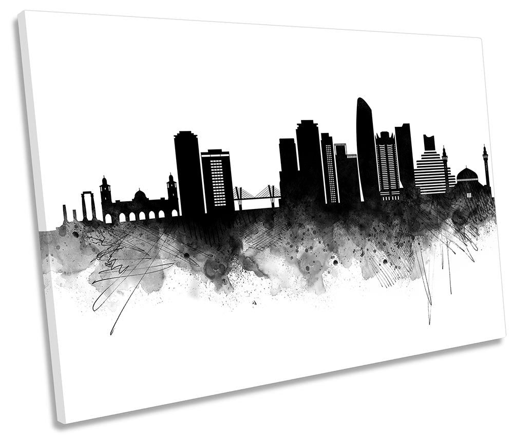 Amman Jordan Abstract City Skyline Black