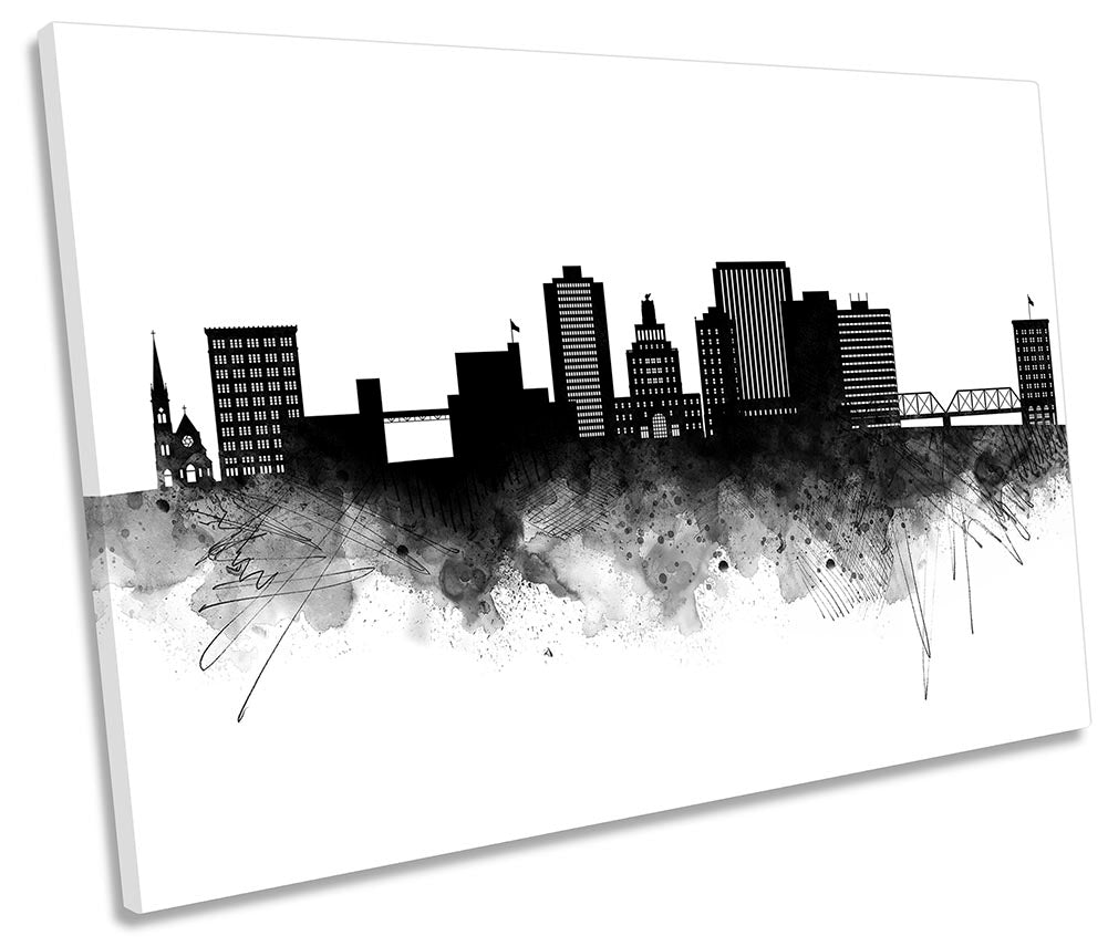 Cedar Rapids Abstract City Skyline Black