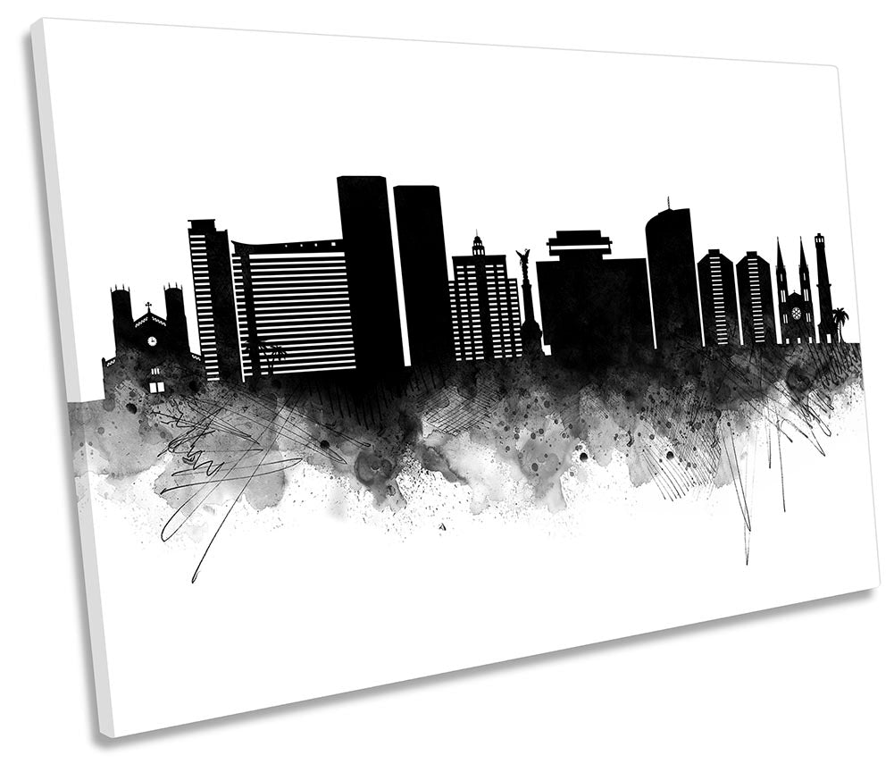 Port of Spain Abstract City Skyline Black