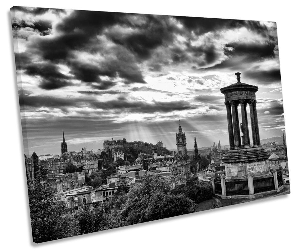 Calton Hill Edinburgh Skyline B&W