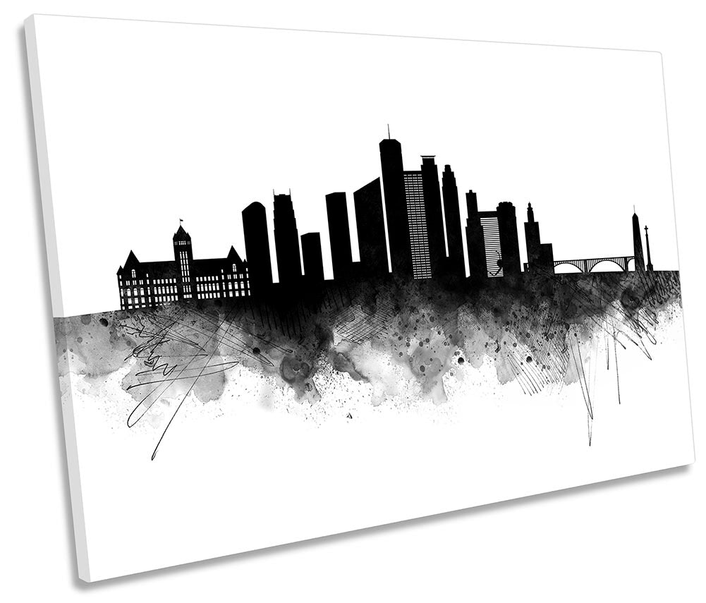 Minneapolis Abstract City Skyline Black