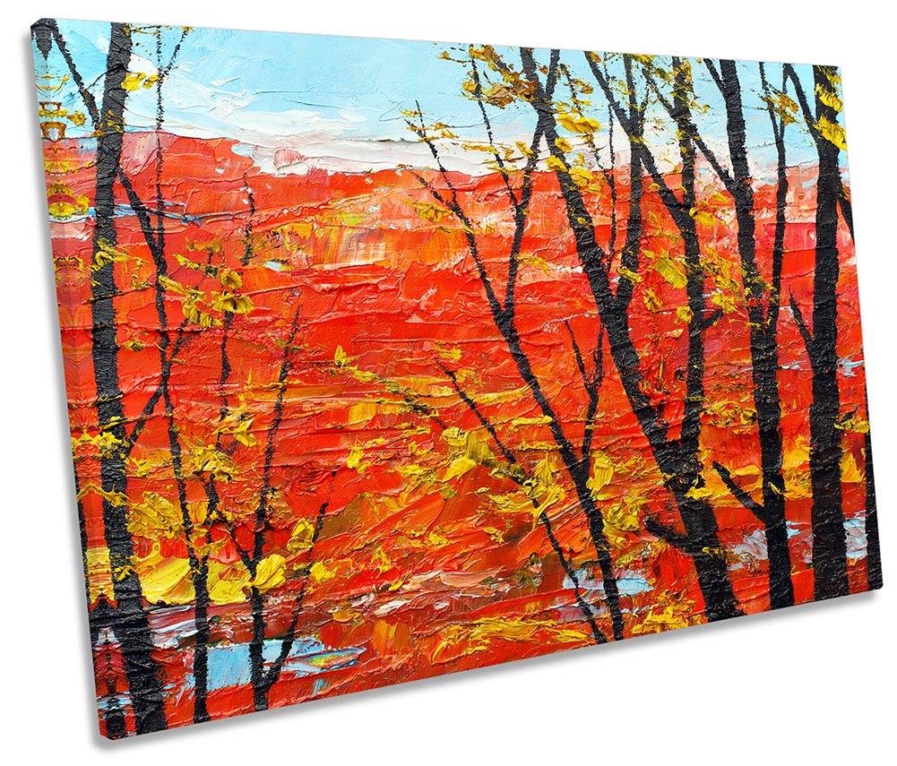 Abstract Trees Oil Repro Red