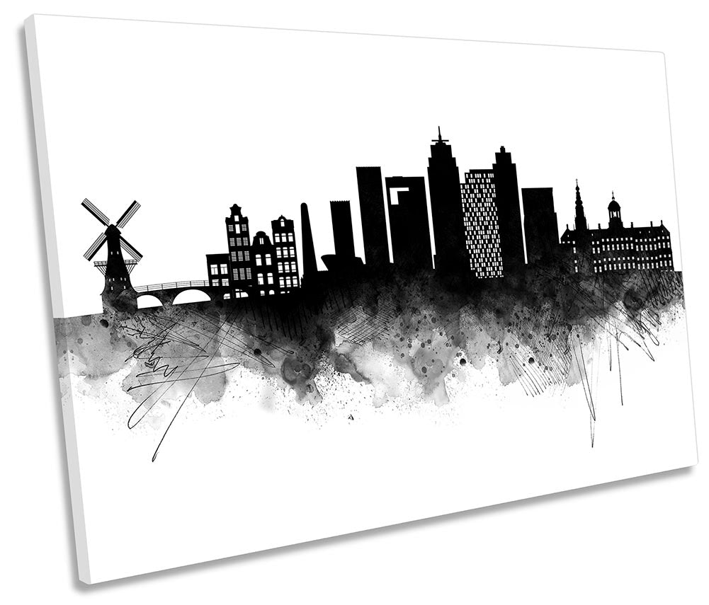 Amsterdam Abstract City Skyline Black