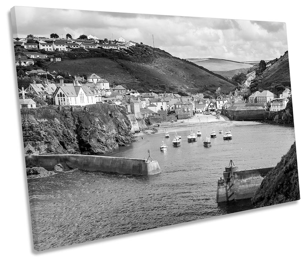 Port Isaac Cornwall B&W Grey