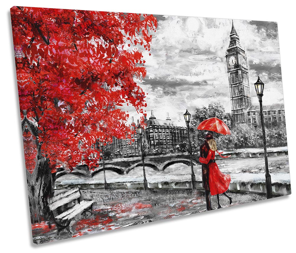 London Umbrella Blossom Floral Red