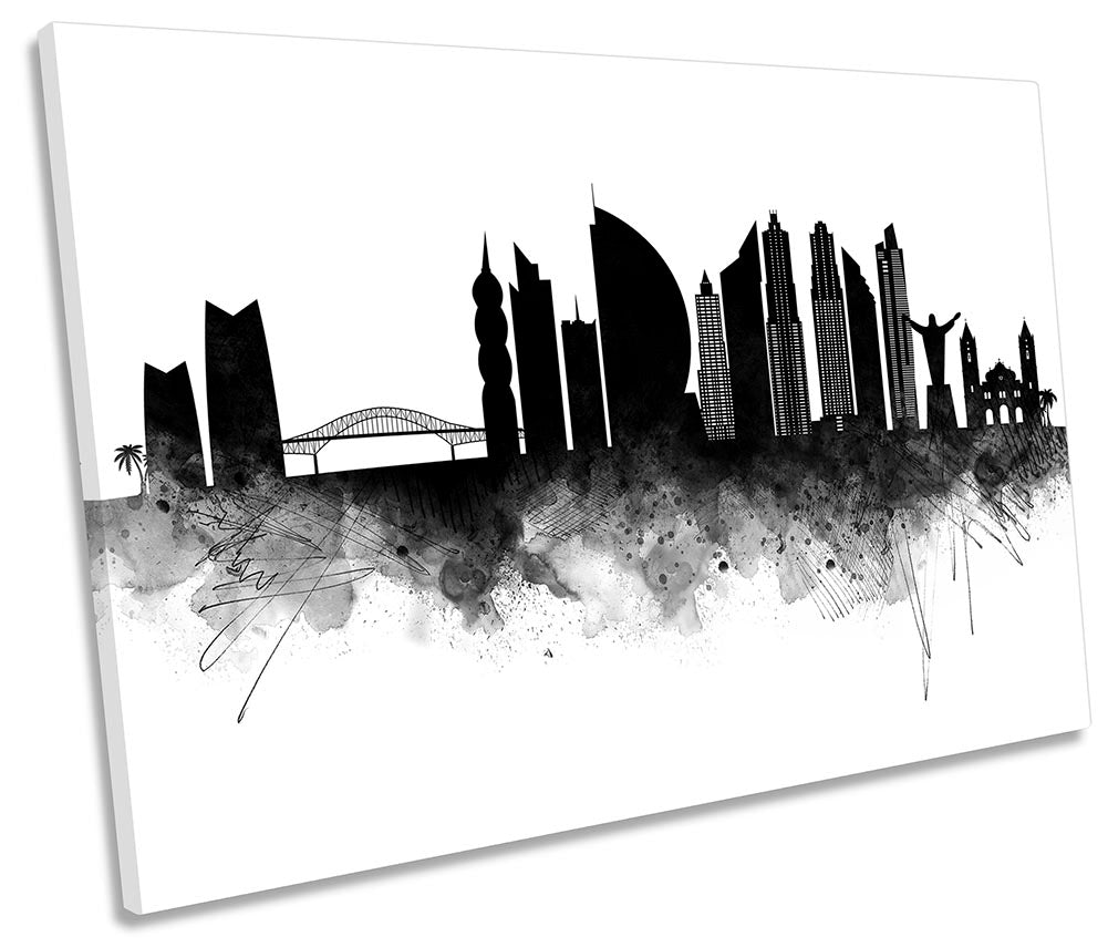 Panama City Abstract Skyline Black