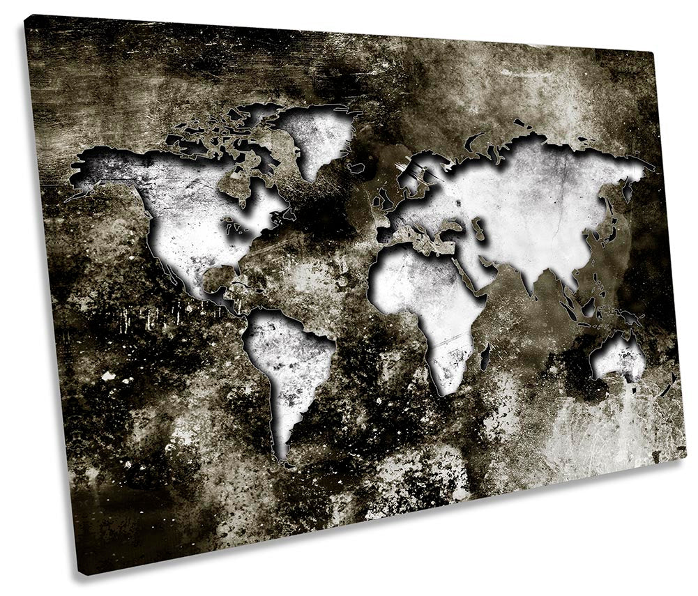 Map of the World Distressed Grey