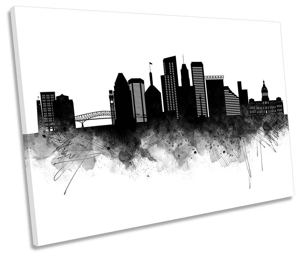 Baltimore Abstract City Skyline Black