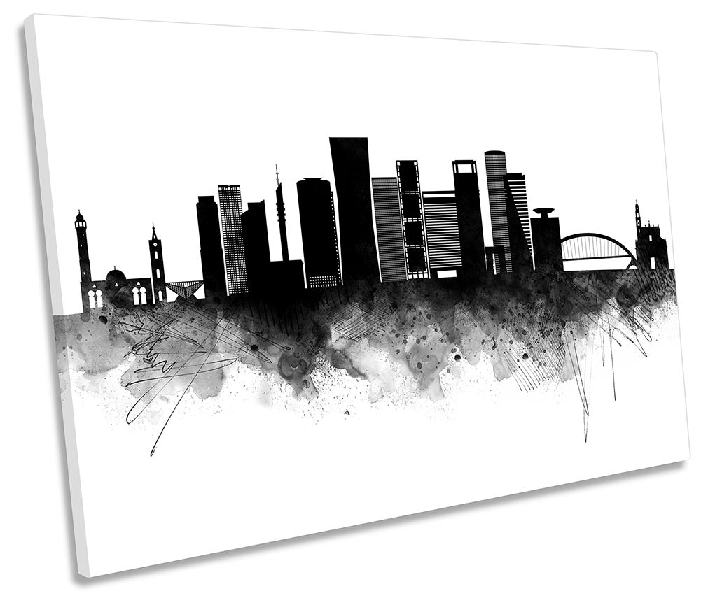 Tel Aviv Abstract City Skyline Black