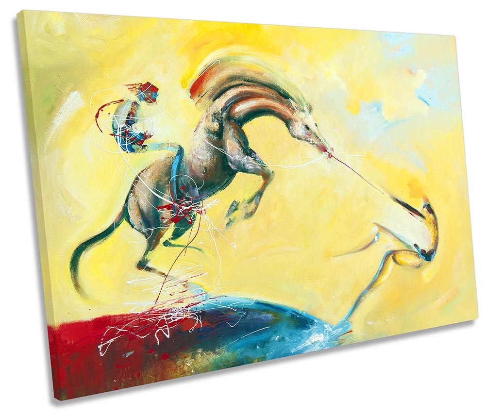 Horse Jockey Abstract Yellow