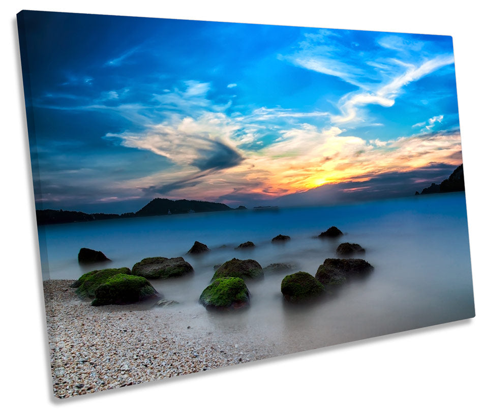 Seascape Blue Sunset Misty