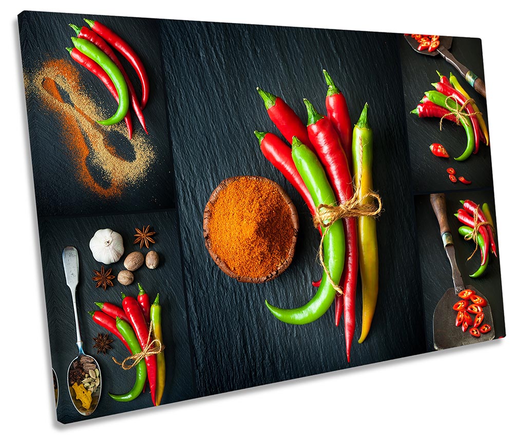 Chilli Kitchen Food Collage Grey