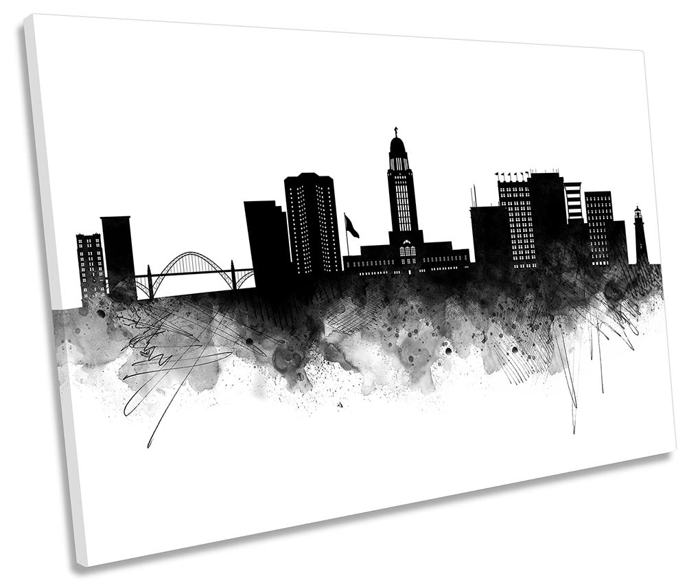 Lincoln USA Abstract City Skyline Black