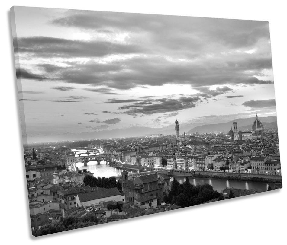 Florence Italy Skyline Sunset B&W