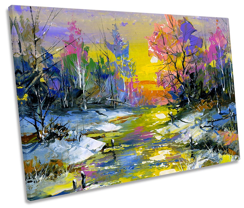 Winter Landscape Sunset Multi-Coloured