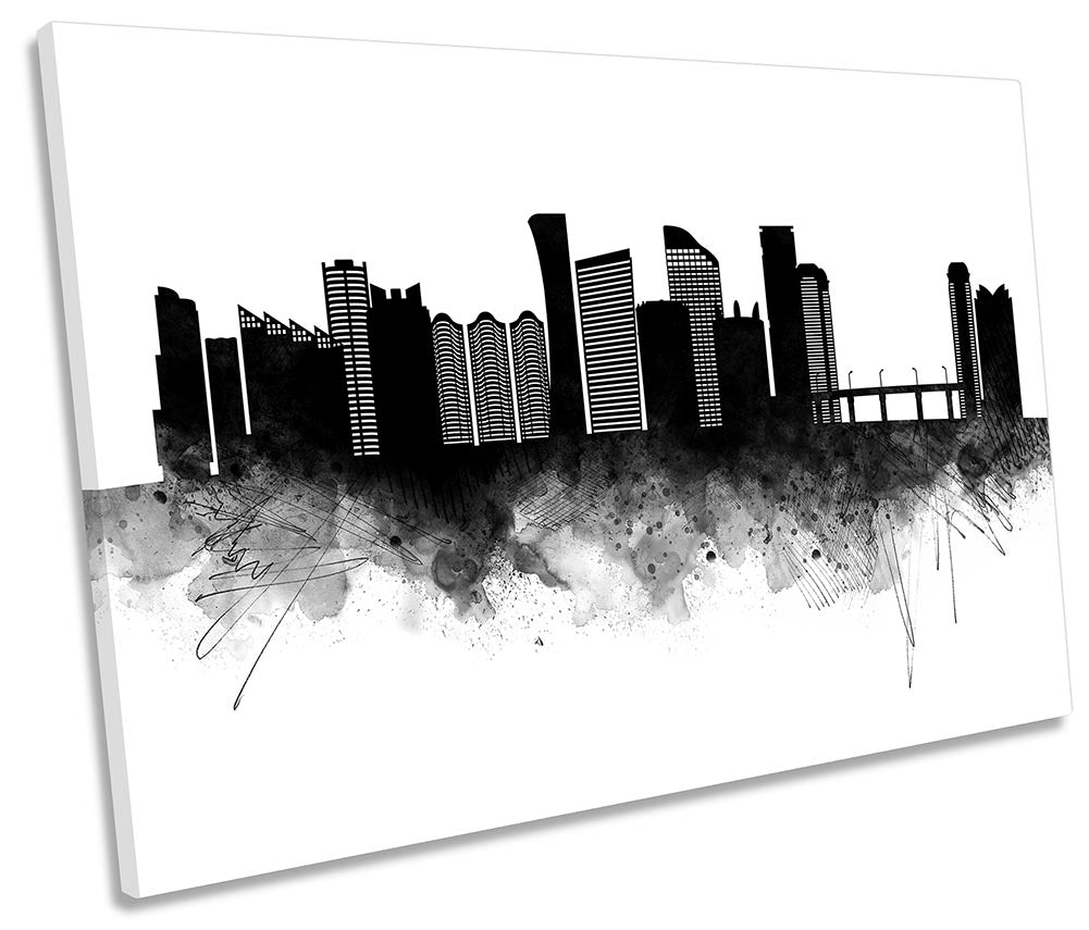 Sunny Isles Beach Abstract City Skyline Black