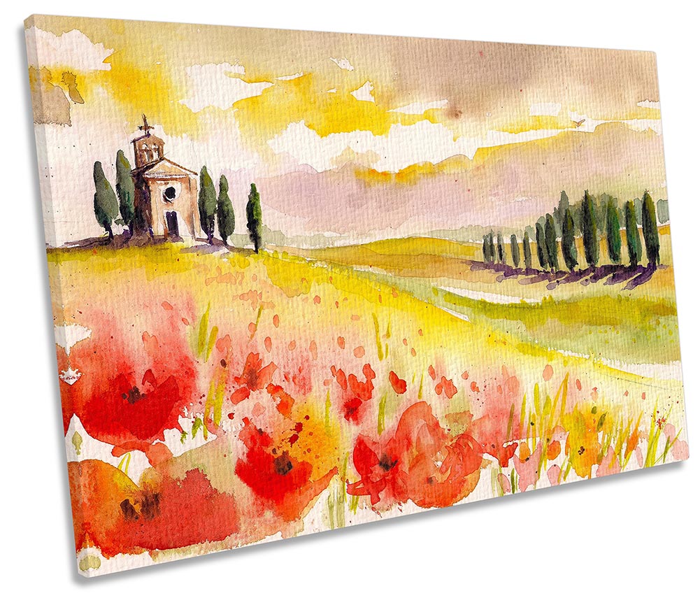 Tuscany Landscape Flowers Red