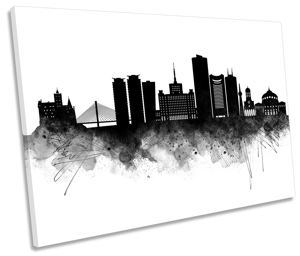 Bucharest Abstract City Skyline Black