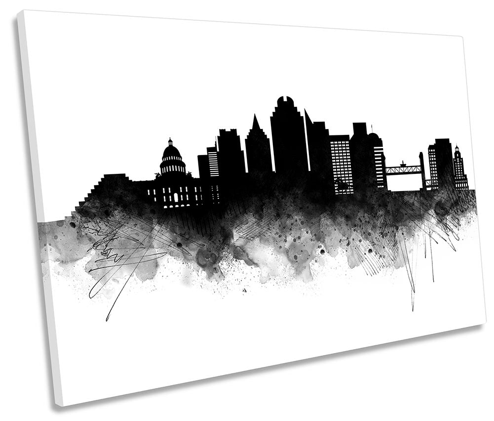 Sacramento Abstract City Skyline Black