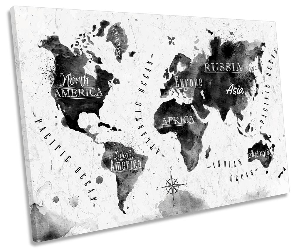 Grunge Map of the World White