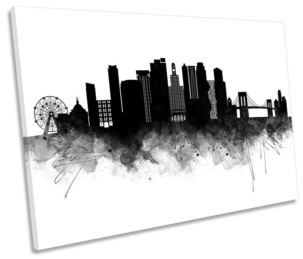 Brooklyn New York Abstract City Skyline Black