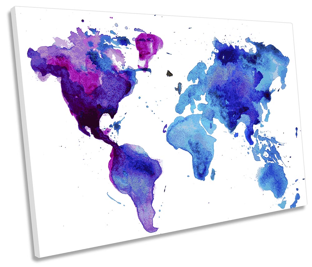 World Map Watercolour Blue