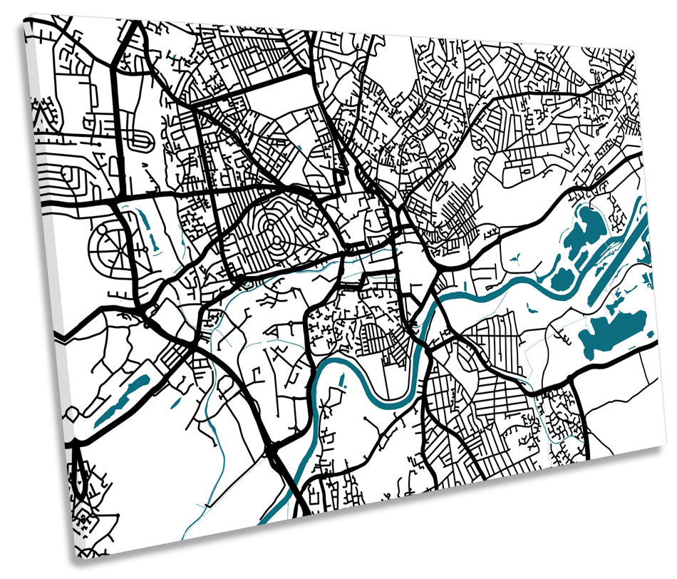 Nottingham City Map Minimalistic Modern