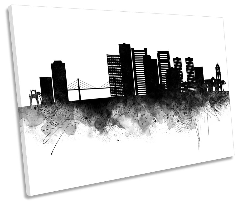 La Paz Abstract City Skyline Black