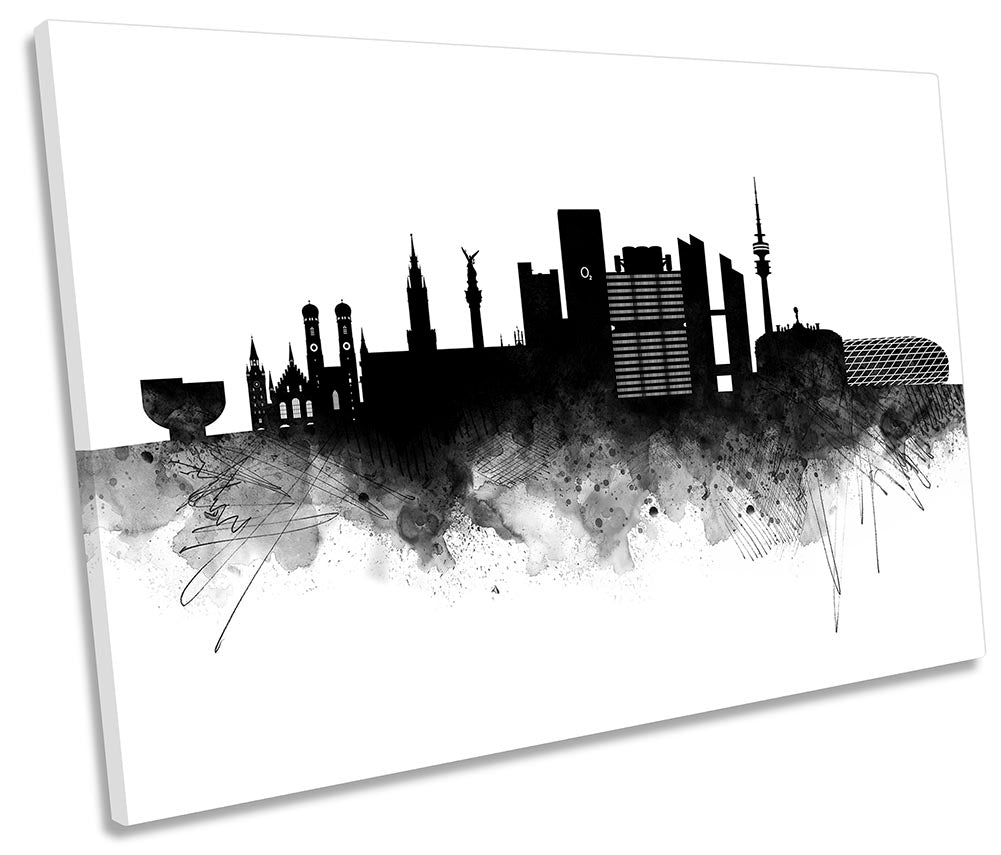 Munich Abstract City Skyline Black