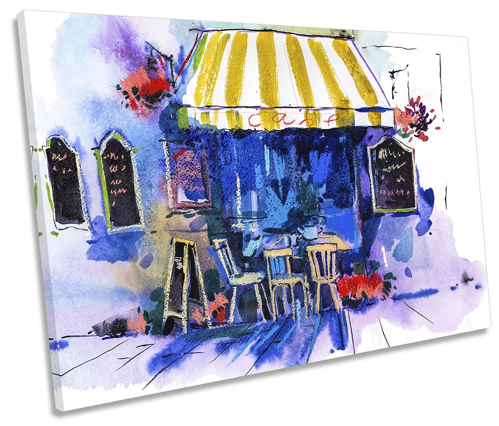 Street Café Watercolour Blue