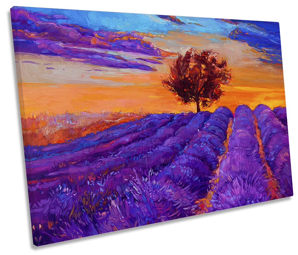 Lavander Field Tree Landscape Purple