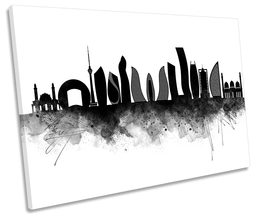 Baku Abstract City Skyline Black