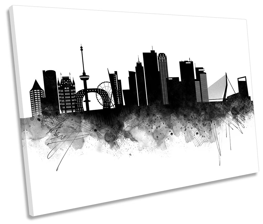 Rotterdam Abstract City Skyline Black