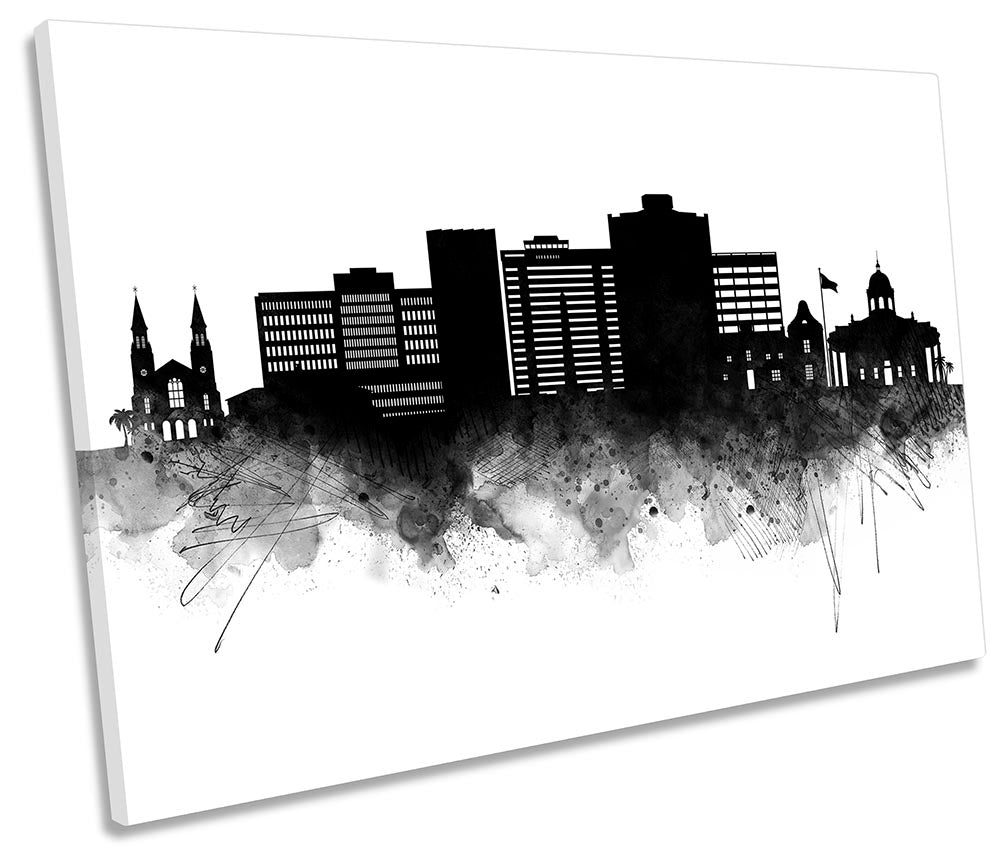 Bloemfontein Abstract City Skyline Black