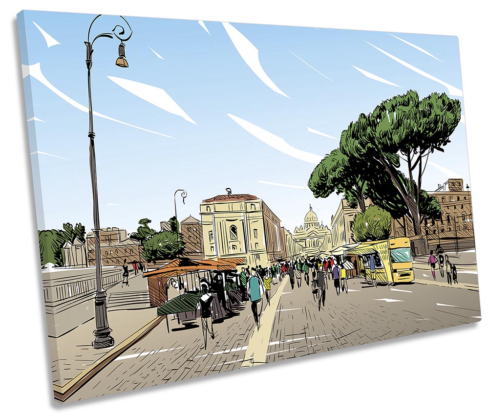 Rome Italy City Sketch Multi-Coloured