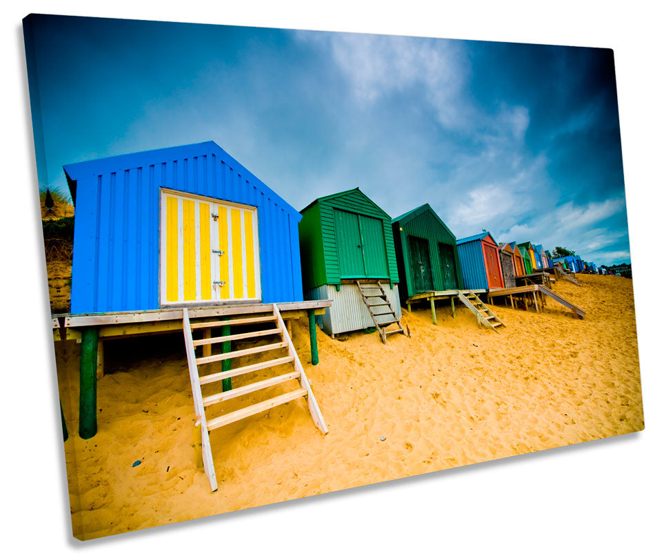 Beach Huts Seaside Scene