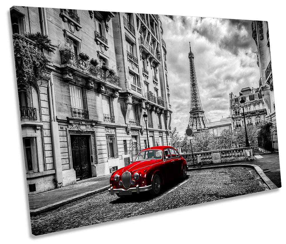 Eiffel Tower Vintage Red Car