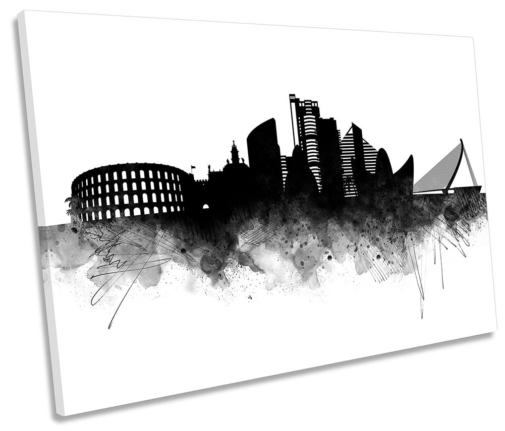 Valencia Abstract City Skyline Black