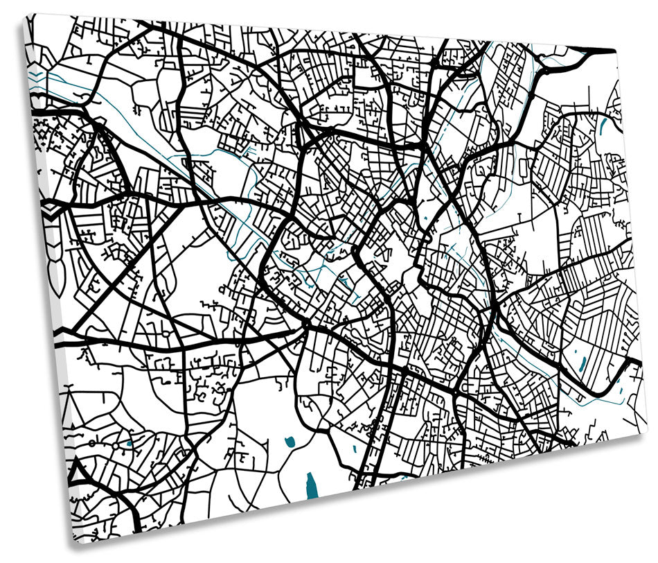 Birmingham Map City England Minimalistic