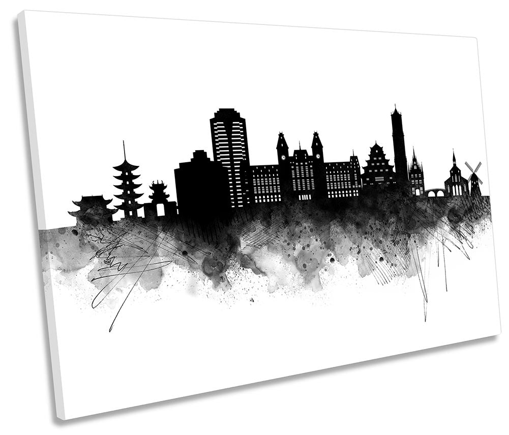 Nagasaki Abstract City Skyline Black