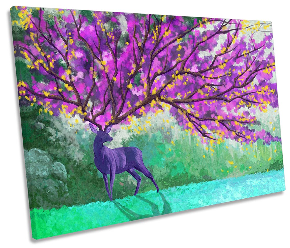 Stag Deer Pink Floral Horns