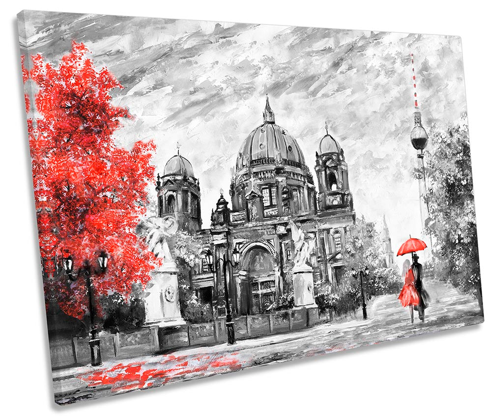 Berlin Floral City Umbrella Red