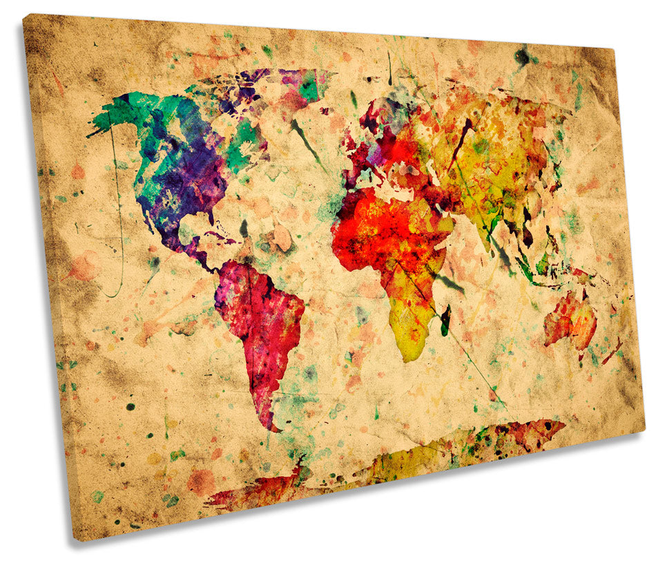 Map of the World Watercolours Grunge