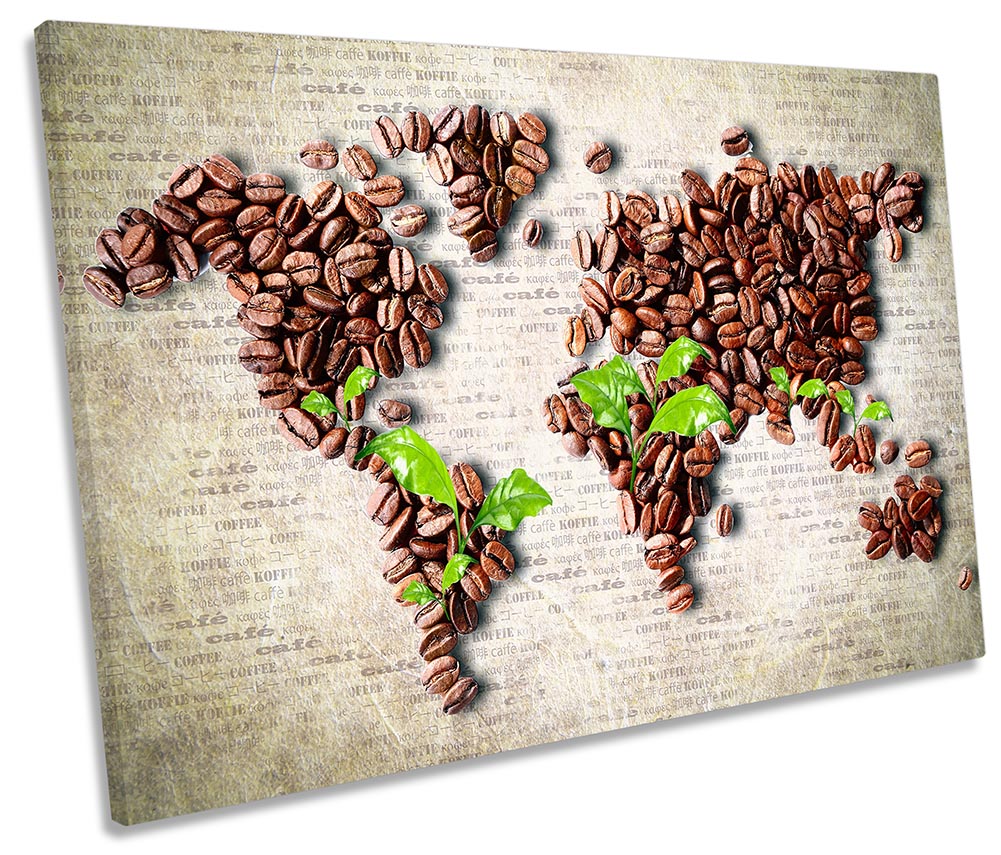 Coffee Beans World Map Brown