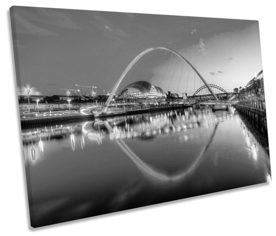 Newcastle River Tyne Bridges Sunset B&W