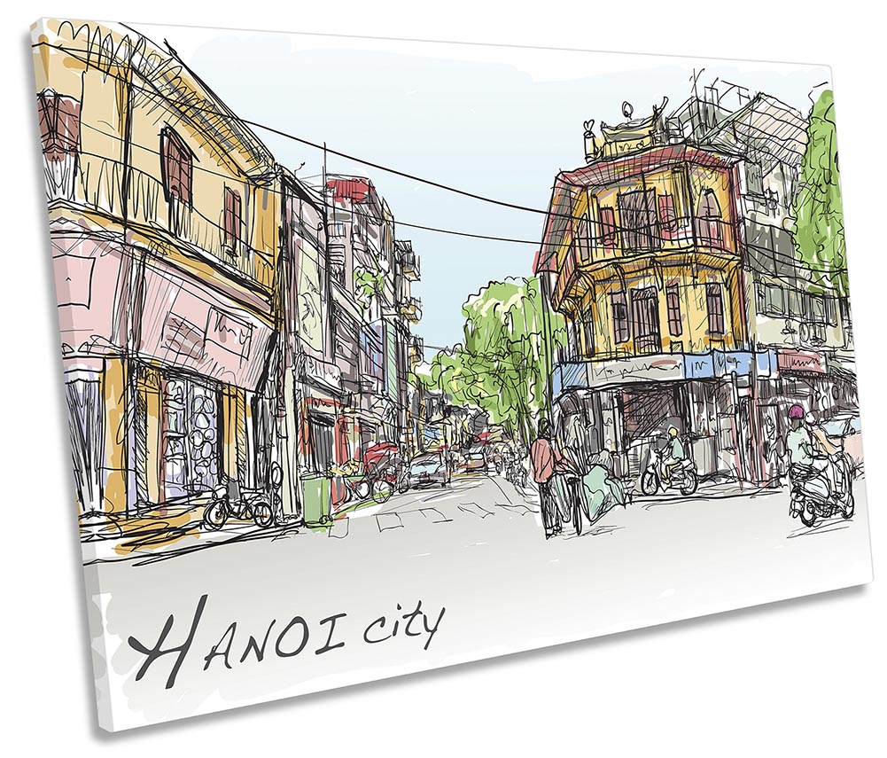 Hanoi City Vietnam Sketch Multi-Coloured