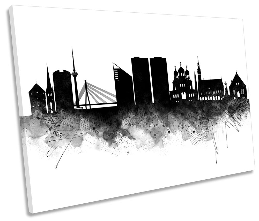 Tallinn Abstract City Skyline Black